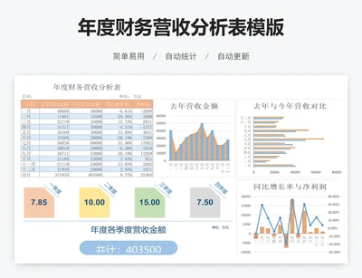 年度财务营收分析表模版