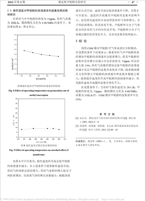 膜富集甲硫醇实验研究