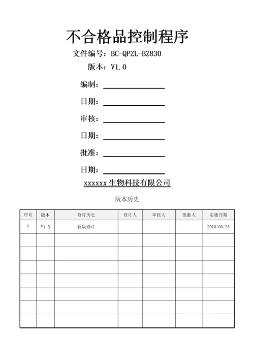 不合格品控制程序最全
