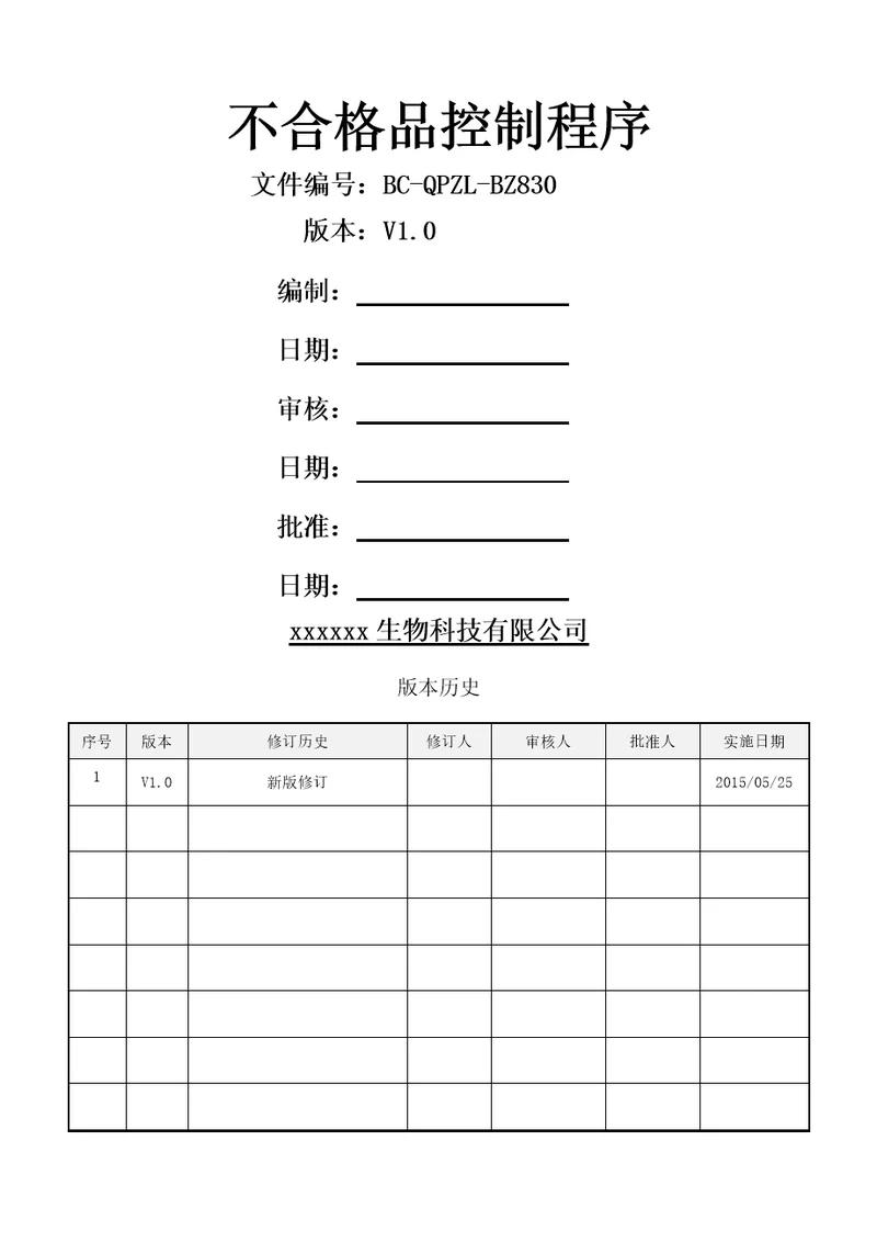 不合格品控制程序最全