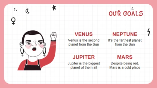 女孩力量卡通人物通用PPT模板