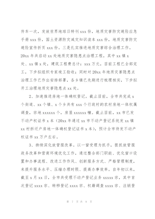 市自然资源局2022上半年关于工作开展情况和下半年工作规划.docx