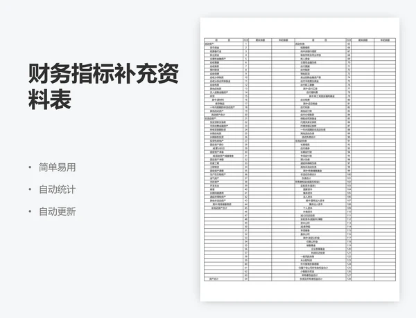 财务指标补充资料表