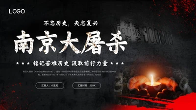 深色简约南京大屠杀PPT模板宣传PPT动态PPT国家公祭日