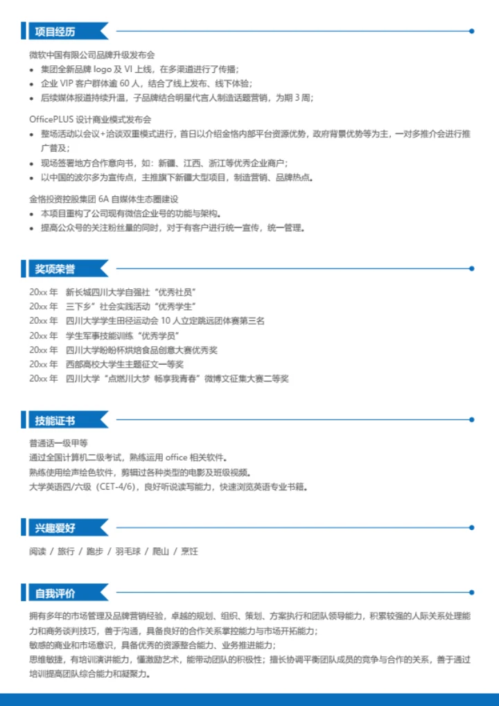 语言培训机构讲师简历模板