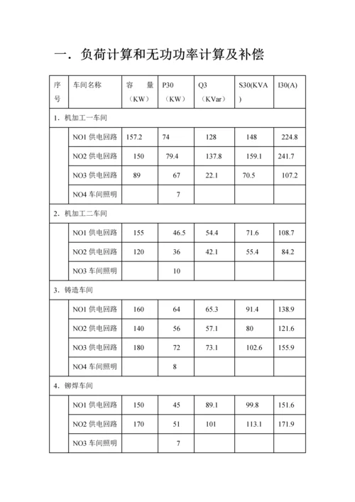 供配电技术课程设计-某机修厂车间配电系统设计.docx