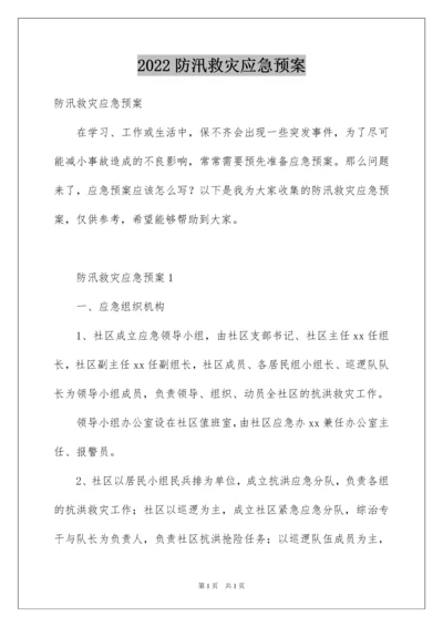 2022防汛救灾应急预案.docx