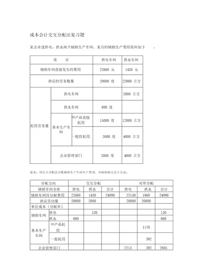 交互分配法复习题