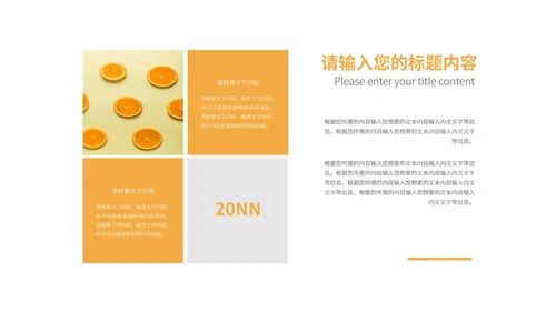 黄色插画风甜橙总结汇报PPT模板