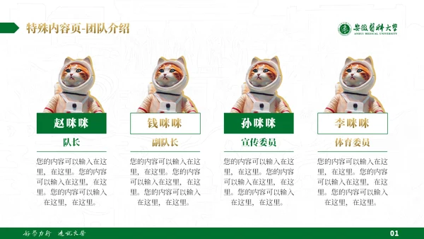 绿金配色安徽医科大学通用PPT模板