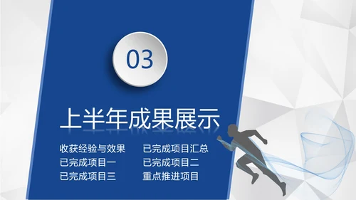 蓝色几何形状多边形背景微立体年中工作总结汇报PPT