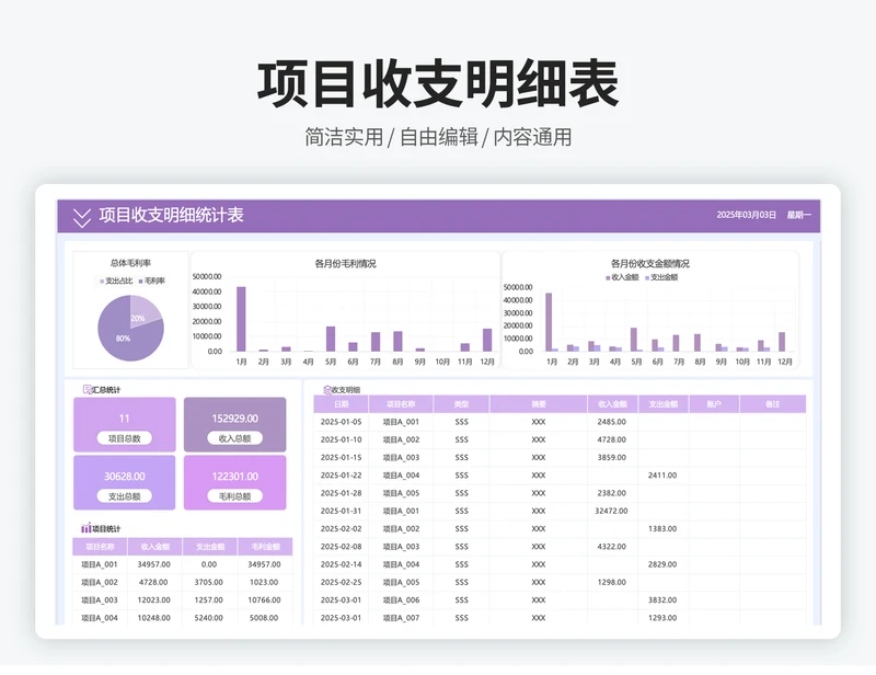项目收支流水明细表