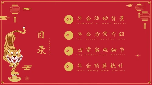 金虎送福虎年春节新年通用PPT模板