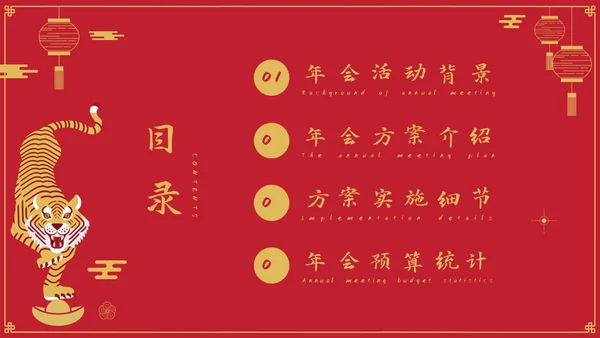 金虎送福虎年春节新年通用PPT模板