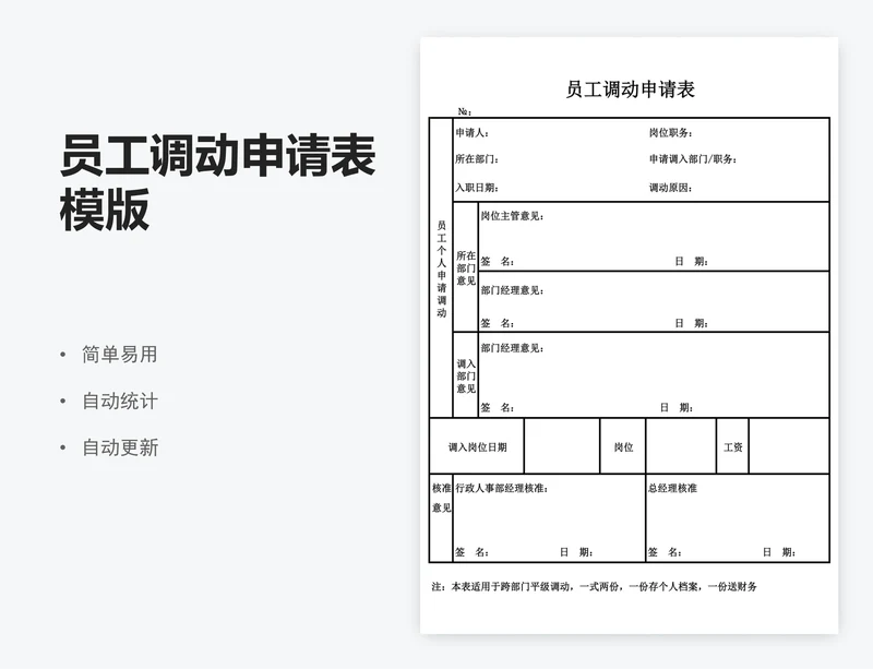 员工调动申请表模版
