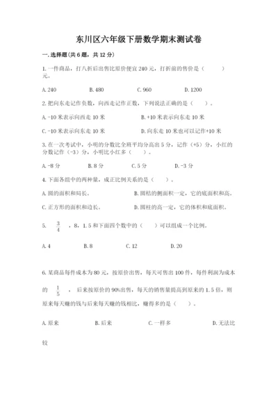 东川区六年级下册数学期末测试卷a4版.docx