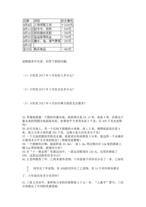 六年级小升初数学应用题50道及答案（易错题）.docx