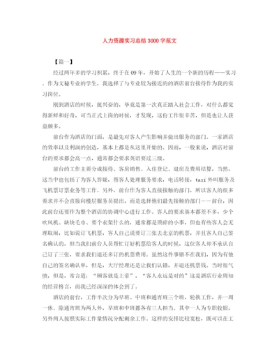 精编之人力资源实习总结3000字范文.docx