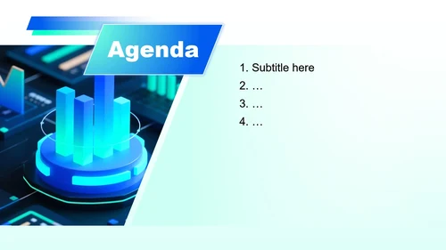 蓝绿色渐变科技风工作总结数据报告复盘PPT主题模板