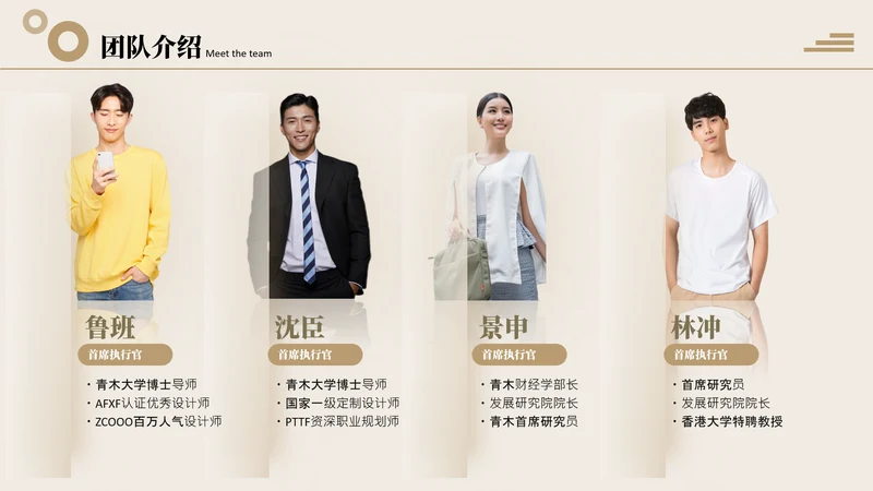 卡其色商务风公司团队介绍多人介绍页
