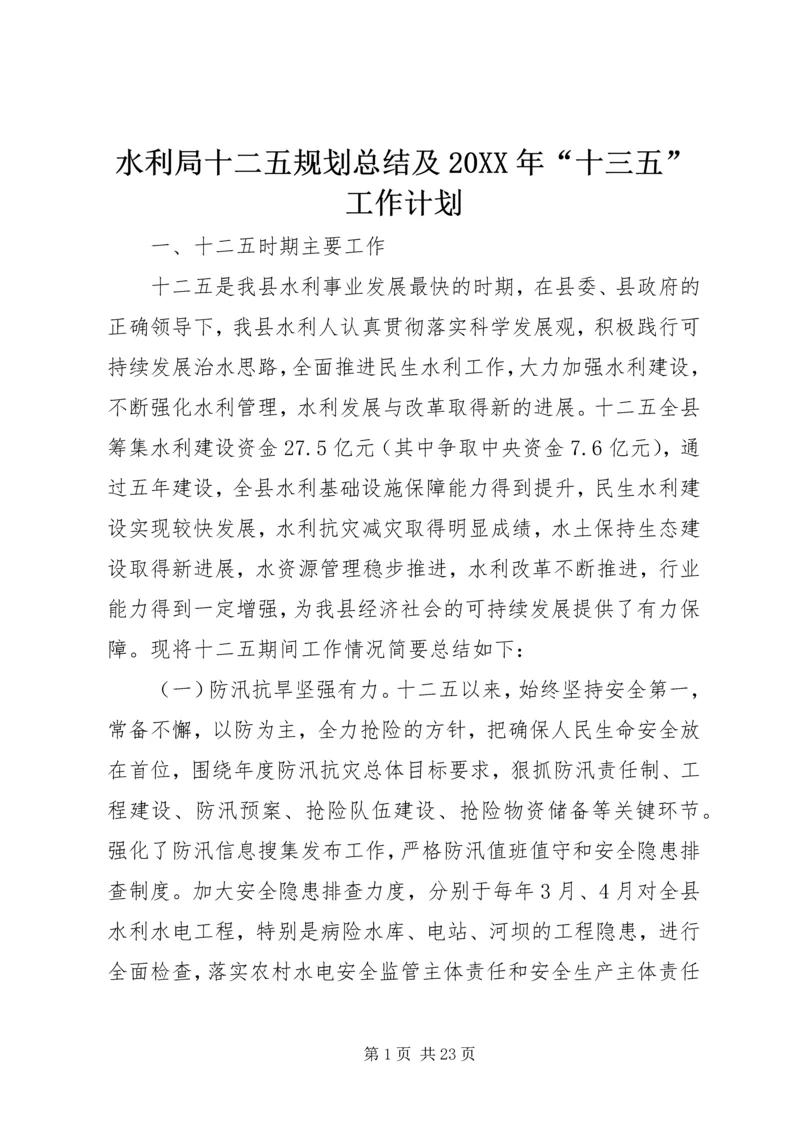 水利局十二五规划总结及20XX年“十三五”工作计划.docx