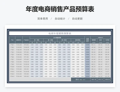 年度电商销售产品预算表