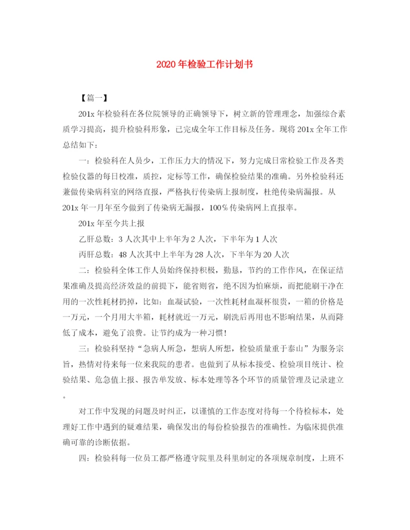 精编之年检验工作计划书.docx
