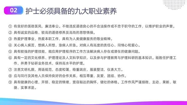 蓝色紫色商务实拍形状护士职业素养培训PPT课件