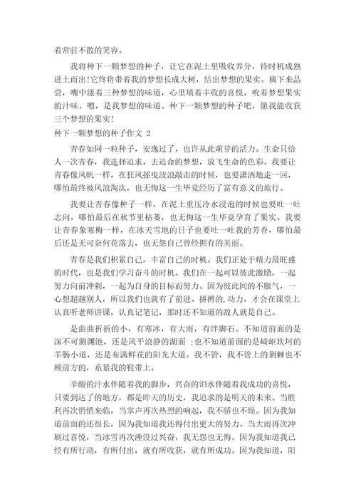 种下一颗梦想的种子作文