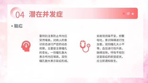 粉色扁平插画脑出血病人的护理查房简约培训PPT脑出血护理查房