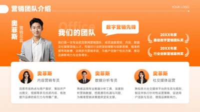 橙色商务风人员介绍