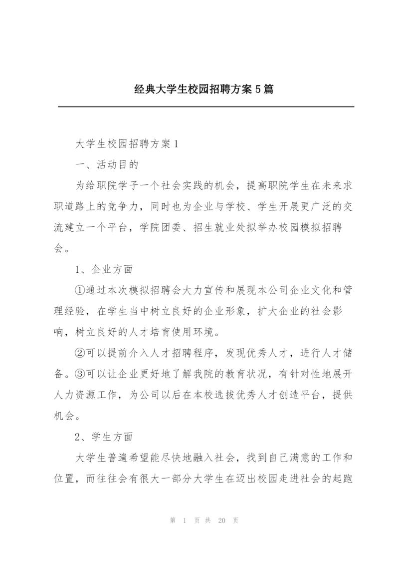 经典大学生校园招聘方案5篇.docx