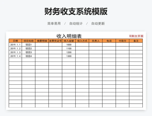 财务收支系统模版