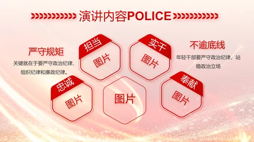 红色公安民警风采展示PPT动态模板