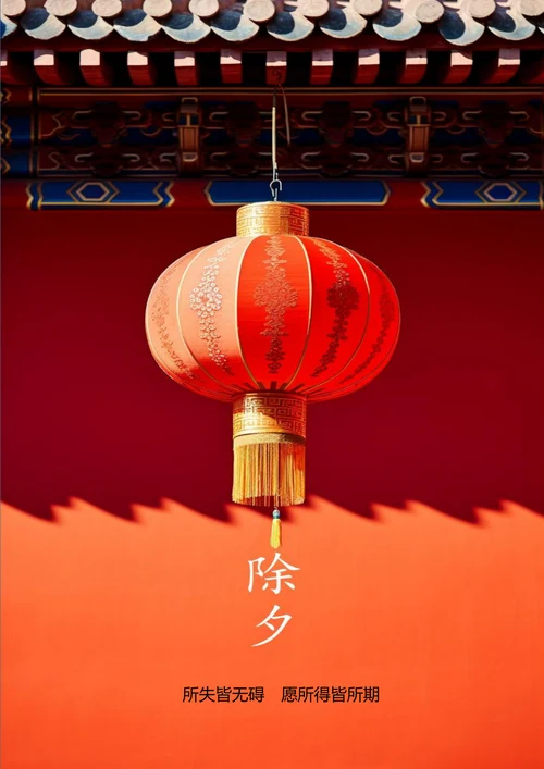 红色背景新年红灯笼春节海报