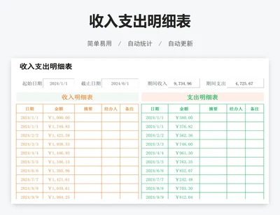 收入支出明细表