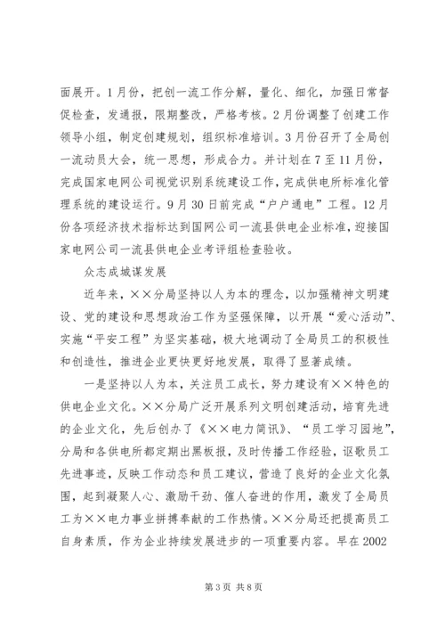 供电公司创建全国一流供电企业纪实五篇范文 (5).docx