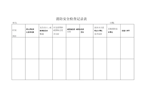 消防安全日常检查记录表