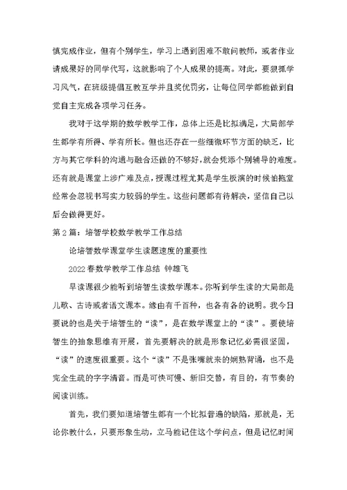 培智学校语数教师教学工作总结