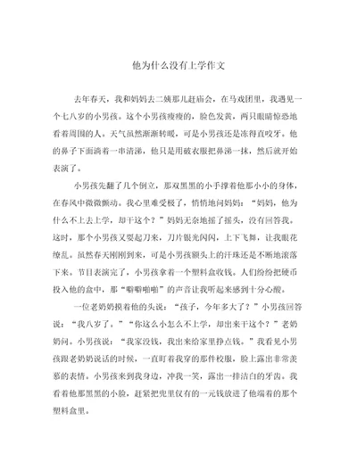 他为什么没有上学作文