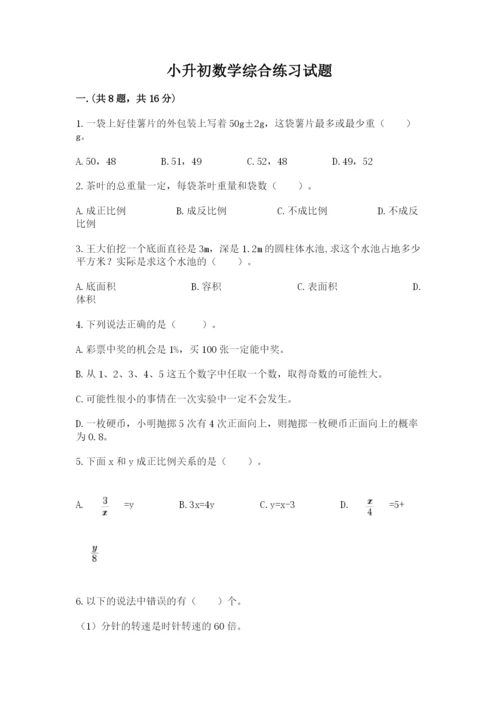 小升初数学综合练习试题附答案（达标题）.docx