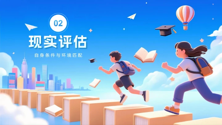 蓝色梦幻活泼卡通风大学生职业规划发展PPT模板