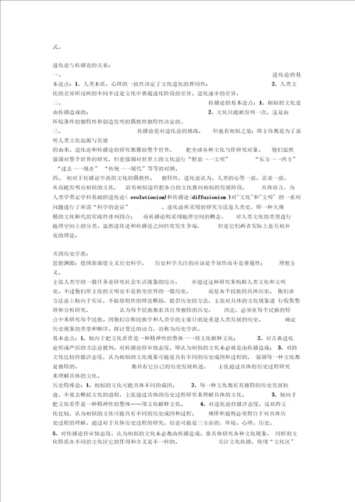 最新人类学理论流派复习资料整理