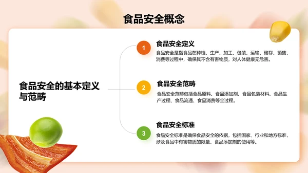橙色3D风校园食品安全管理与规范PPT模板