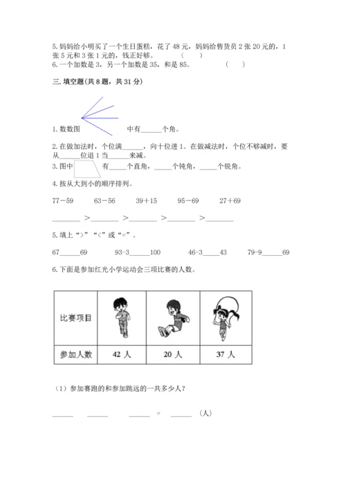 人教版二年级上册数学期中测试卷往年题考.docx