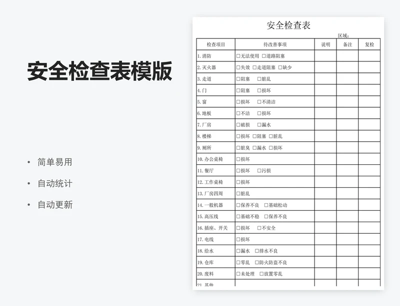 安全检查表模版