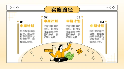 橙色插画风大学生职业生涯规划PPT模板