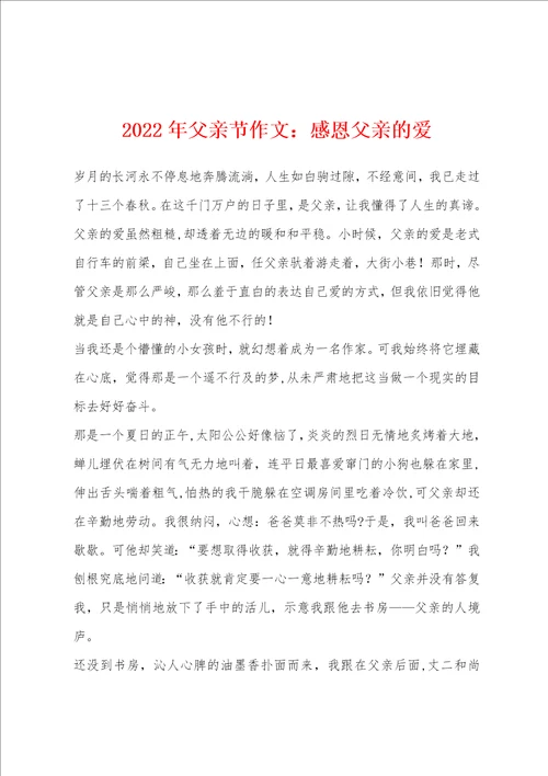 2022年父亲节作文感恩父亲的爱