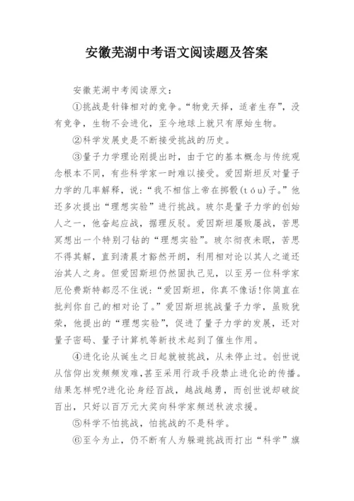 安徽芜湖中考语文阅读题及答案.docx