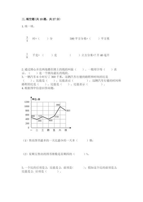 2022六年级上册数学期末考试试卷及参考答案（黄金题型）.docx